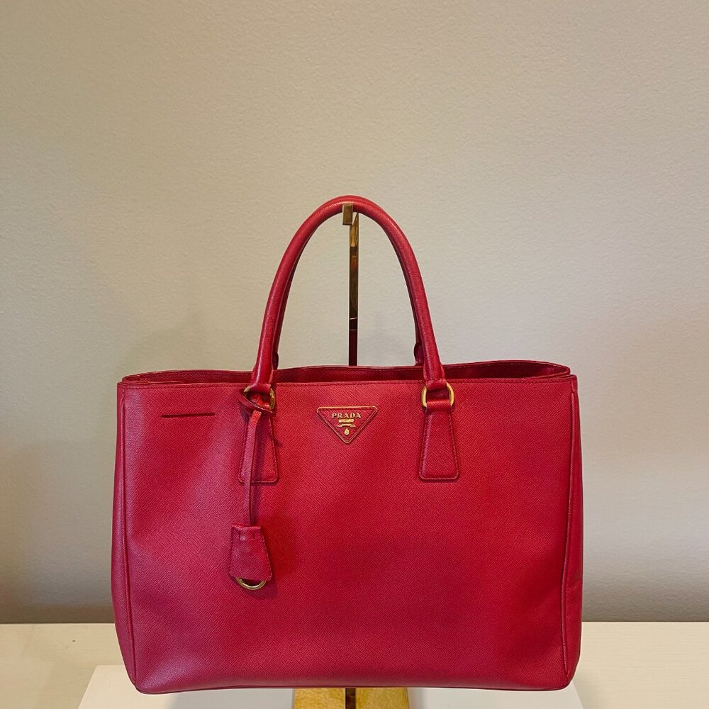 Prada Double Zip Lux Tote – Red Saffiano Leather